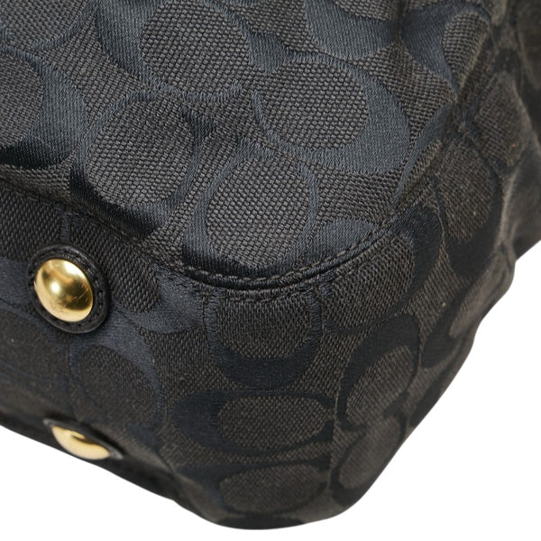 コーチ シグネチャー ハンドバッグ F15672 ブラック キャンバス レザー レディース COACH 【中古】