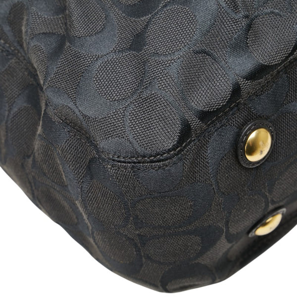 コーチ シグネチャー ハンドバッグ F15672 ブラック キャンバス レザー レディース COACH 【中古】