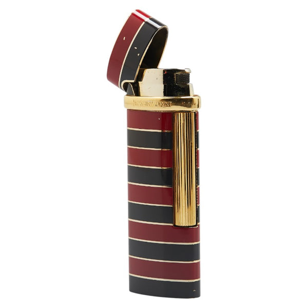 サンローラン ボーダー ガスライター ゴールド レッド ブラック メッキ レディース SAINT LAURENT 【中古】