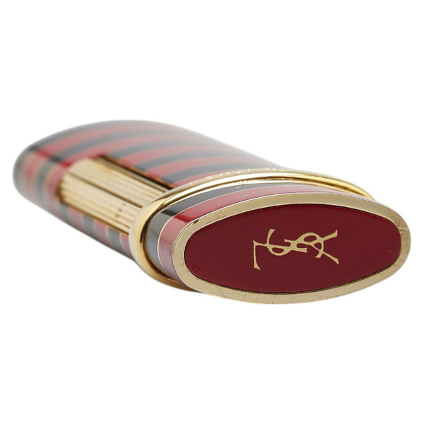 サンローラン ボーダー ガスライター ゴールド レッド ブラック メッキ レディース SAINT LAURENT 【中古】
