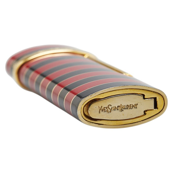 サンローラン ボーダー ガスライター ゴールド レッド ブラック メッキ レディース SAINT LAURENT 【中古】