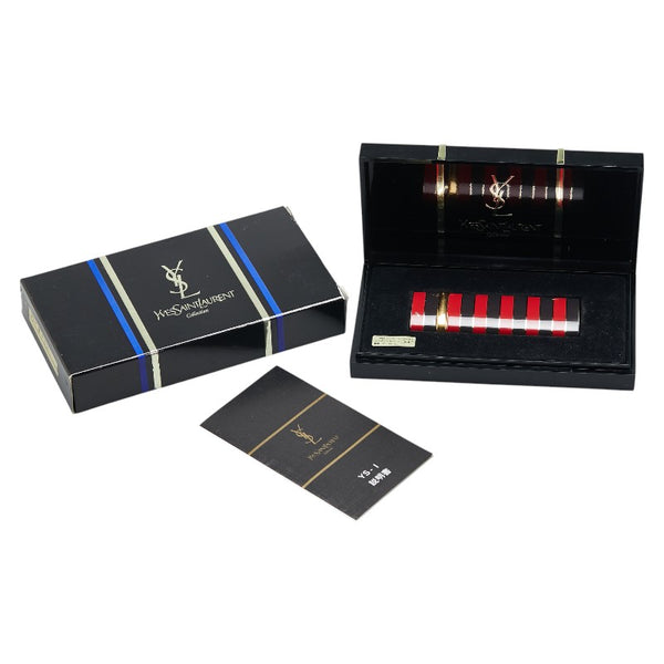 サンローラン ボーダー ガスライター ゴールド レッド ブラック メッキ レディース SAINT LAURENT 【中古】