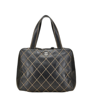 シャネル ワイルドステッチ ココマーク ハンドバッグ ブラック レザー レディース CHANEL 【中古】