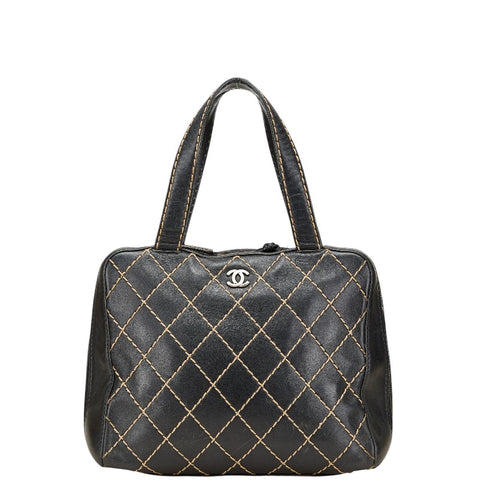 シャネル ワイルドステッチ ココマーク ハンドバッグ ブラック レザー レディース CHANEL 【中古】