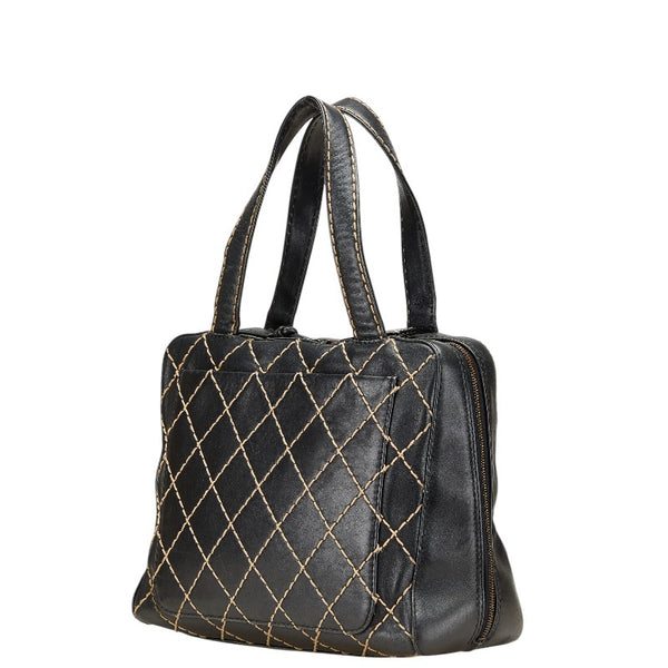 シャネル ワイルドステッチ ココマーク ハンドバッグ ブラック レザー レディース CHANEL 【中古】