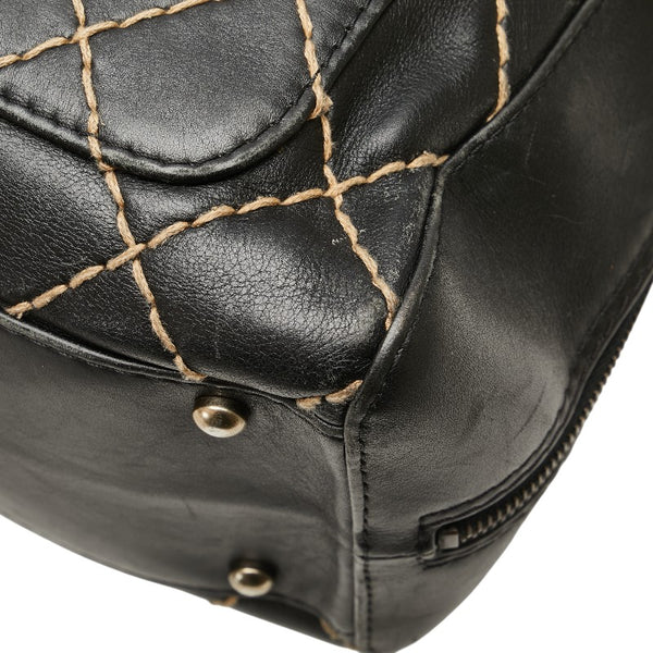 シャネル ワイルドステッチ ココマーク ハンドバッグ ブラック レザー レディース CHANEL 【中古】