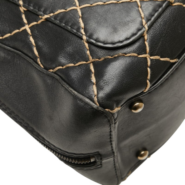 シャネル ワイルドステッチ ココマーク ハンドバッグ ブラック レザー レディース CHANEL 【中古】