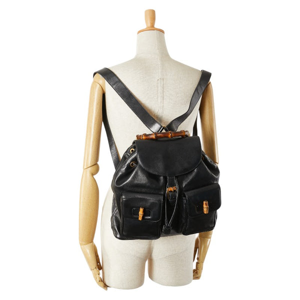グッチ バンブー リュック バックパック 003 2058 0016 ブラック レザー レディース GUCCI 【中古】