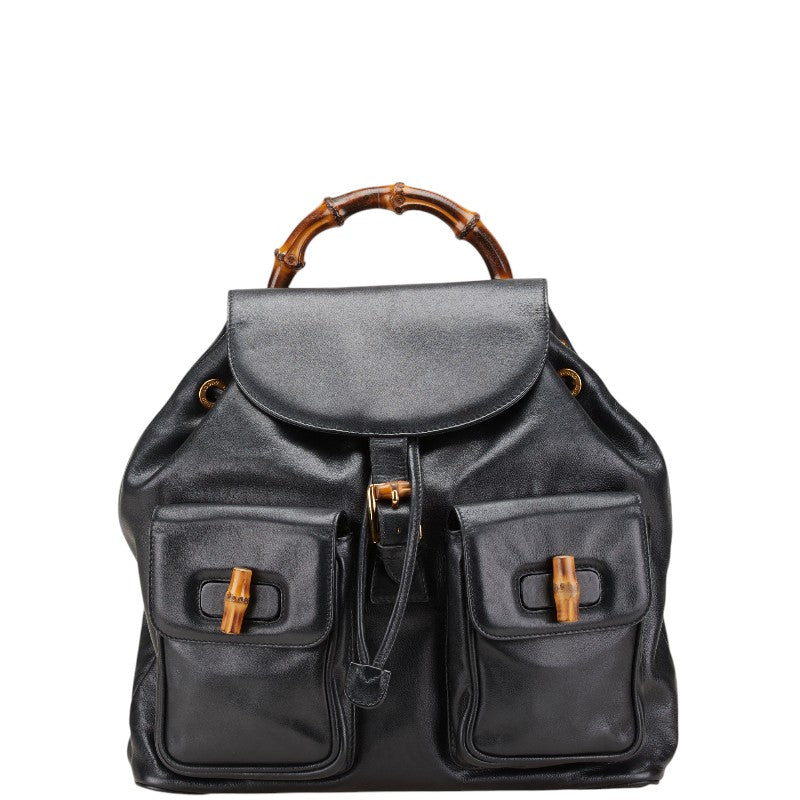 グッチ バンブー リュック バックパック 003 2058 0016 ブラック レザー レディース GUCCI 【中古】