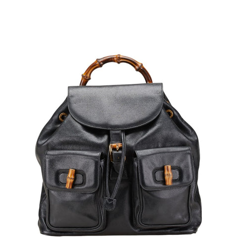 グッチ バンブー リュック バックパック 003 2058 0016 ブラック レザー レディース GUCCI 【中古】