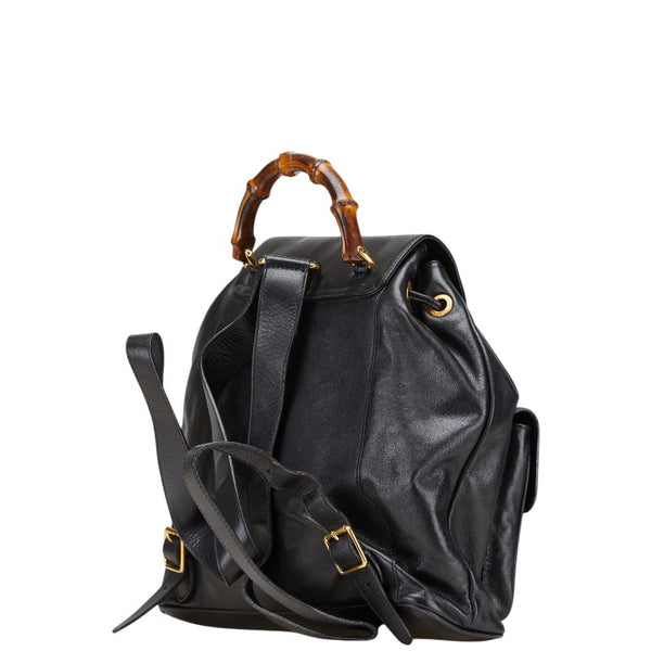 グッチ バンブー リュック バックパック 003 2058 0016 ブラック レザー レディース GUCCI 【中古】
