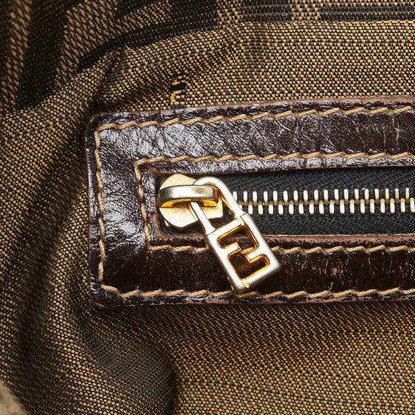 フェンディ ズッカ ハンドバッグ ミニトートバッグ ブラウン キャンバス レザー レディース FENDI 【中古】