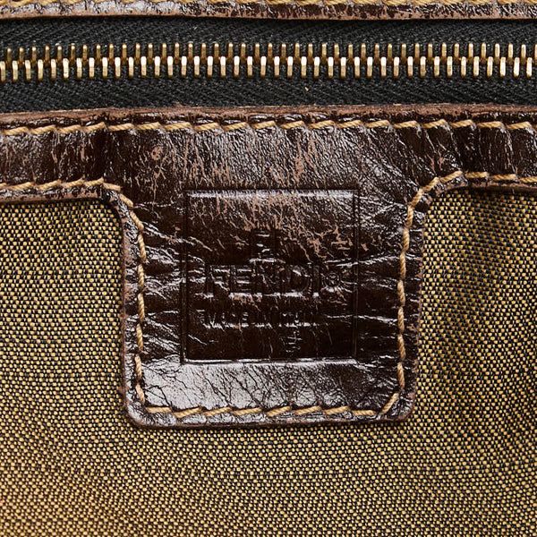 フェンディ ズッカ ハンドバッグ ミニトートバッグ ブラウン キャンバス レザー レディース FENDI 【中古】