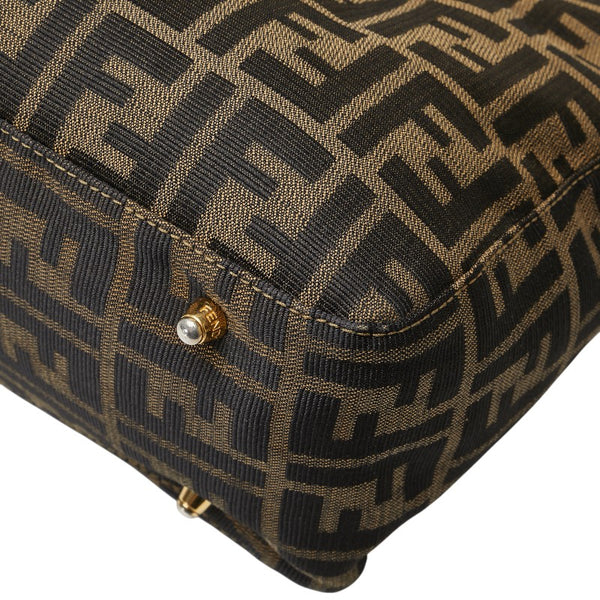 フェンディ ズッカ ハンドバッグ ミニトートバッグ ブラウン キャンバス レザー レディース FENDI 【中古】