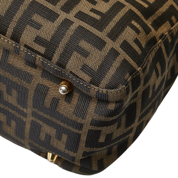 フェンディ ズッカ ハンドバッグ ミニトートバッグ ブラウン キャンバス レザー レディース FENDI 【中古】