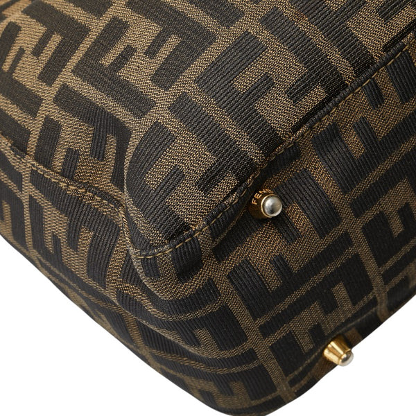 フェンディ ズッカ ハンドバッグ ミニトートバッグ ブラウン キャンバス レザー レディース FENDI 【中古】