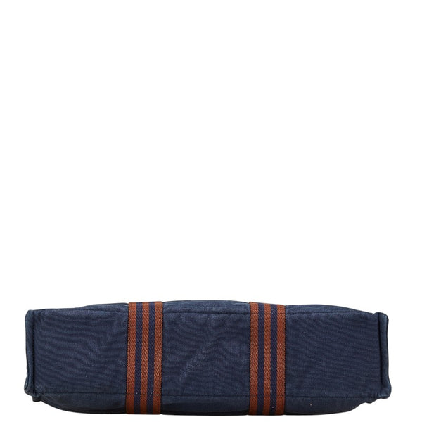 エルメス フールトゥMM トートバッグ ネイビー ブラウン キャンバス レディース HERMES 【中古】