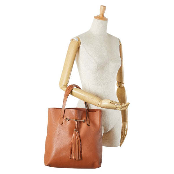 グッチ ホースビット タッセル トートバッグ ハンドバッグ 297006 ブラウン レザー レディース GUCCI 【中古】