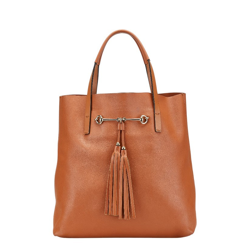 グッチ ホースビット タッセル トートバッグ ハンドバッグ 297006 ブラウン レザー レディース GUCCI 【中古】