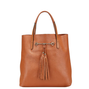 グッチ ホースビット タッセル トートバッグ ハンドバッグ 297006 ブラウン レザー レディース GUCCI 【中古】