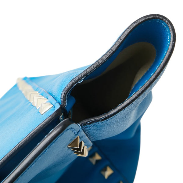 ヴァレンチノ ロックスタッズ ハンドバッグ ショルダーバッグ 2WAY ブルー レザー レディース Valentino 【中古】