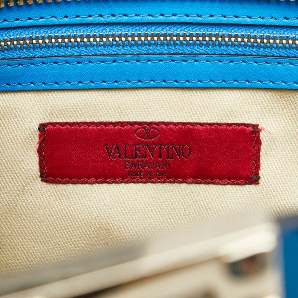 ヴァレンチノ ロックスタッズ ハンドバッグ ショルダーバッグ 2WAY ブルー レザー レディース Valentino 【中古】