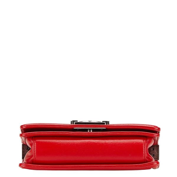 シャネル ボーイシャネル ココマーク ショルダーバッグ A67085 レッド ラムスキン ガルーシャ レディース CHANEL 【中古】