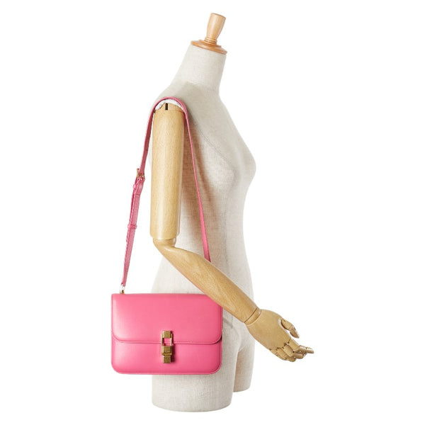 サンローランパリ カレ ショルダーバッグ ピンク レザー レディース SAINT LAURENT PARIS 【中古】