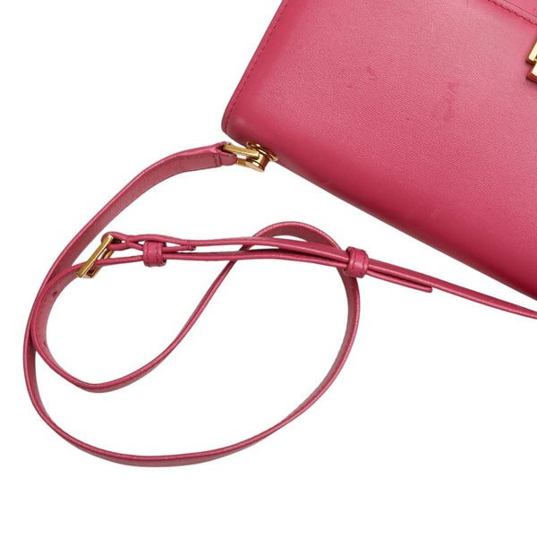 サンローランパリ カレ ショルダーバッグ ピンク レザー レディース SAINT LAURENT PARIS 【中古】