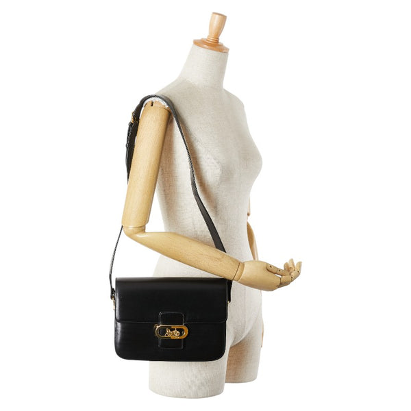 セリーヌ 馬車金具 ショルダーバッグ ブラック レザー レディース CELINE 【中古】