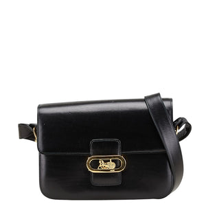 セリーヌ 馬車金具 ショルダーバッグ ブラック レザー レディース CELINE 【中古】