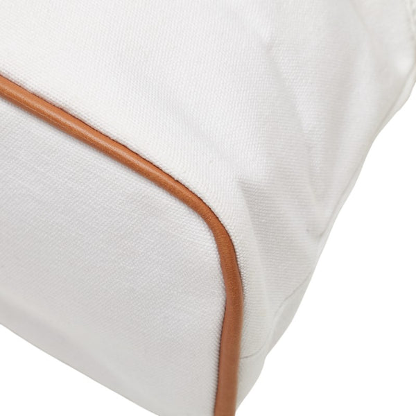 エルメス ボリードポーチGM ポーチ ホワイト ブラウン コットン レザー レディース HERMES 【中古】