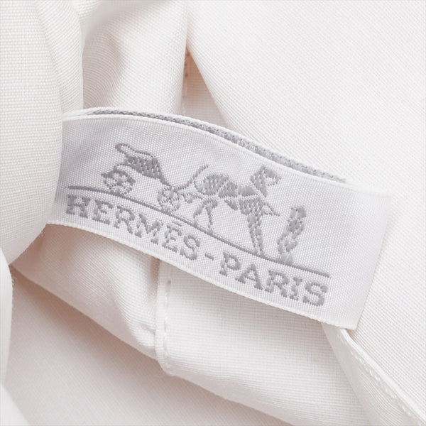 エルメス ボリードポーチGM ポーチ ホワイト ブラウン コットン レザー レディース HERMES 【中古】