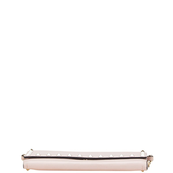 ヴァレンチノ ロックスタッズ チェーンウォレット ショルダーバッグ ピンク レザー レディース Valentino 【中古】