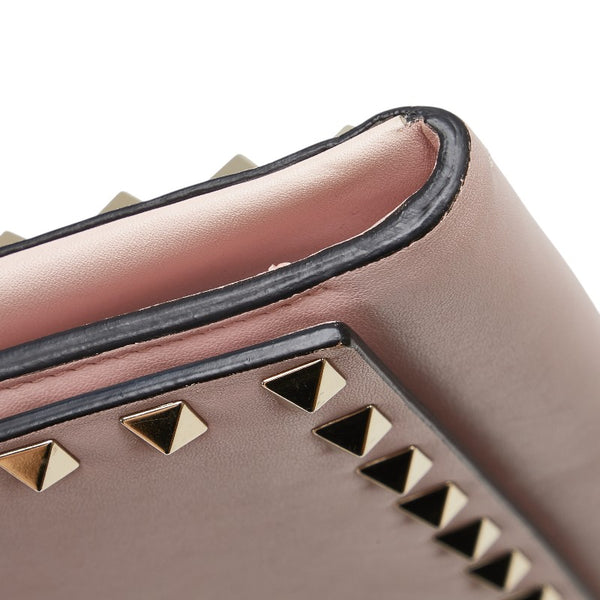 ヴァレンチノ ロックスタッズ チェーンウォレット ショルダーバッグ ピンク レザー レディース Valentino 【中古】