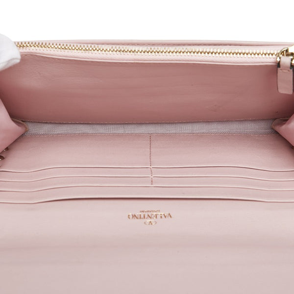ヴァレンチノ ロックスタッズ チェーンウォレット ショルダーバッグ ピンク レザー レディース Valentino 【中古】