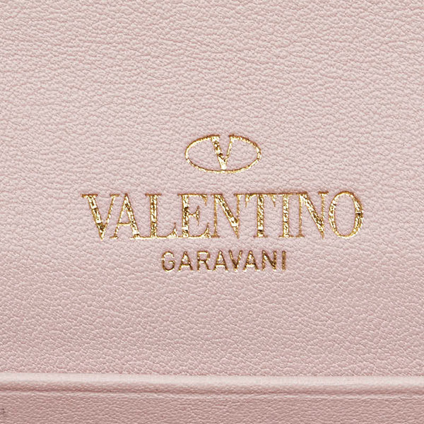 ヴァレンチノ ロックスタッズ チェーンウォレット ショルダーバッグ ピンク レザー レディース Valentino 【中古】