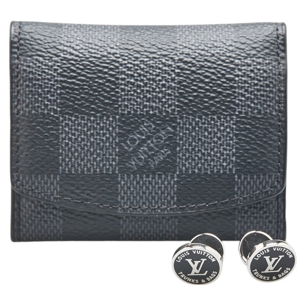ルイ ヴィトン ダミエ グラフィット カフリンク LV アワード カフス カフリンク M00912 シルバー ブラック グレー メタル PVC メンズ LOUIS VUITTON 【中古】