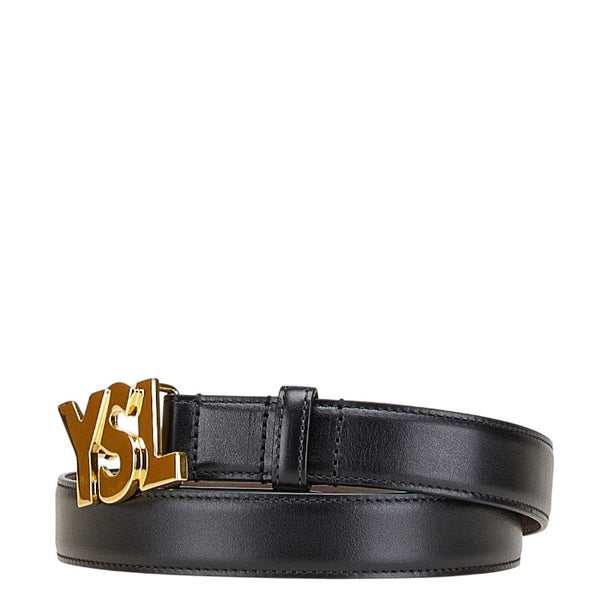 サンローラン YSLロゴ  ベルト ブラック ブラウン レザー レディース SAINT LAURENT 【中古】