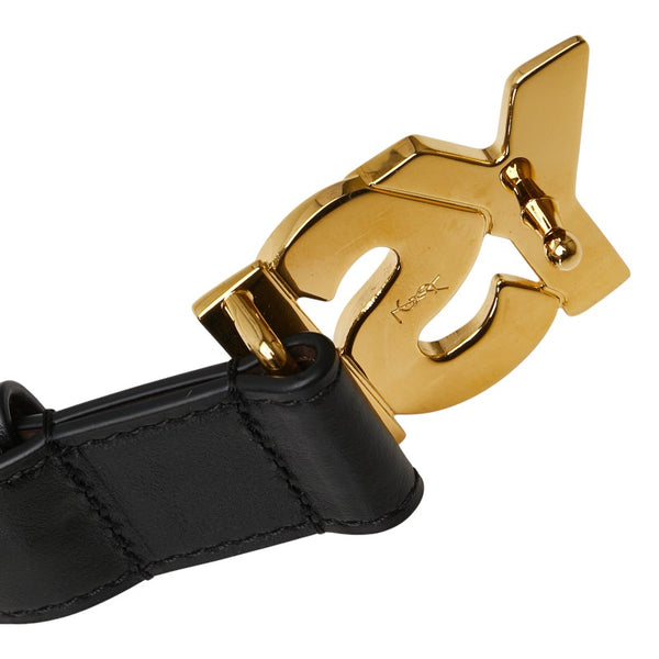サンローラン YSLロゴ  ベルト ブラック ブラウン レザー レディース SAINT LAURENT 【中古】