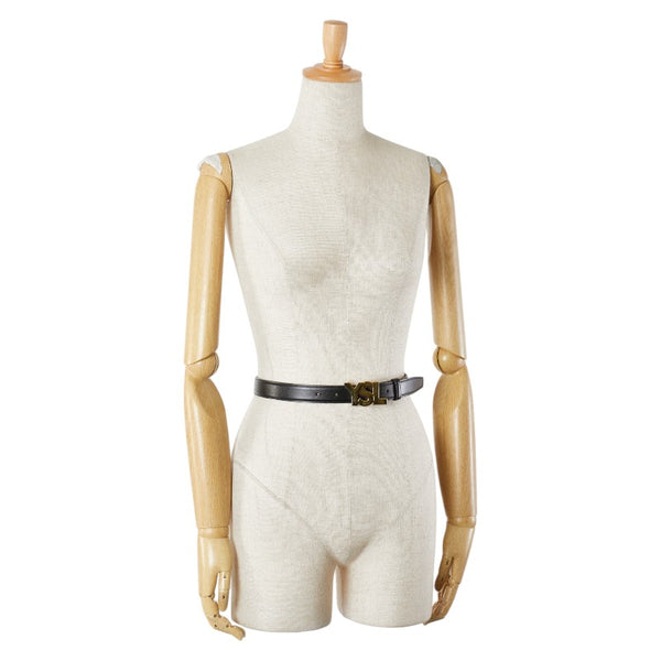 サンローラン YSLロゴ  ベルト ブラック ブラウン レザー レディース SAINT LAURENT 【中古】