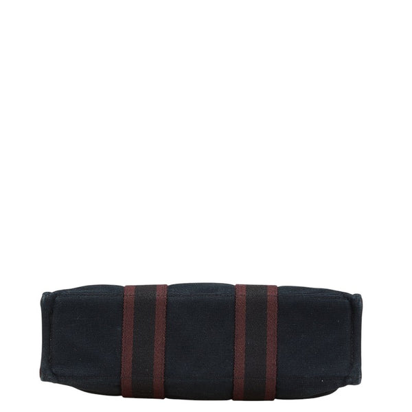 エルメス フールトゥ トートPM ハンドバッグ トートバッグ ブラック ダークボルドー キャンバス レディース HERMES 【中古】