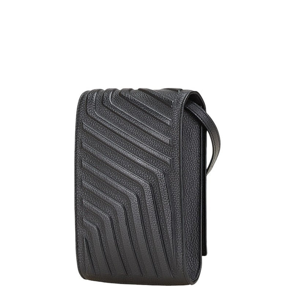 バレンシアガ ロゴ ポシェット フォンケース ブラック レザー レディース BALENCIAGA 【中古】