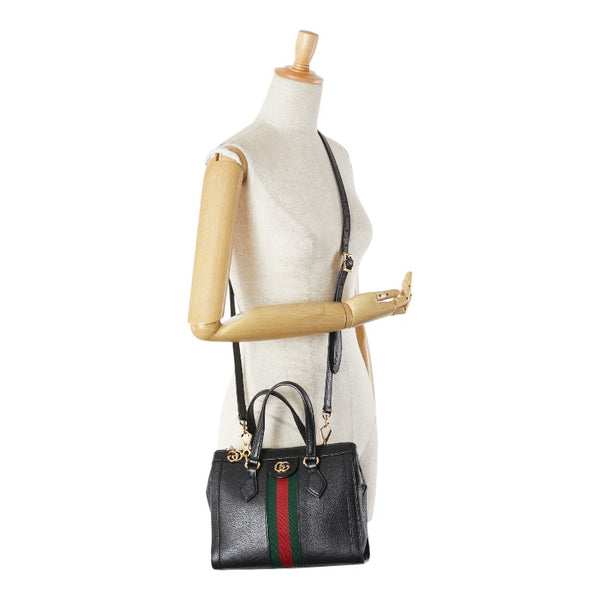グッチ オフィディア シェリーライン ショルダーバッグ ハンドバッグ 2WAY 547551 ブラック レザー レディース GUCCI 【中古】