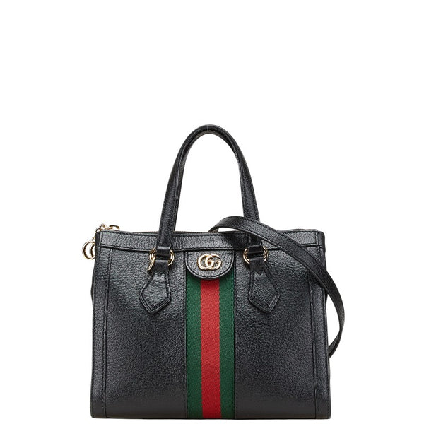 グッチ オフィディア シェリーライン ショルダーバッグ ハンドバッグ 2WAY 547551 ブラック レザー レディース GUCCI 【中古】