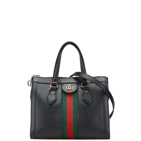 グッチ オフィディア シェリーライン ショルダーバッグ ハンドバッグ 2WAY 547551 ブラック レザー レディース GUCCI 【中古】