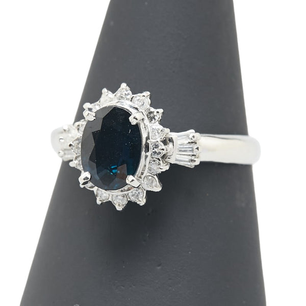 Pt900 プラチナ サファイア2.00ct ダイヤ0.26ct リング 指輪 レディース 19号 【中古】