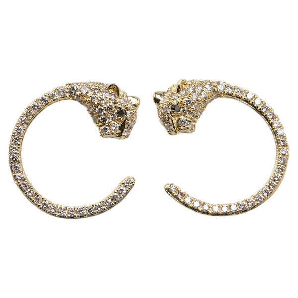 K18YG イエローゴールド ダイヤ1.00ct パンサー スタッド ピアス レディース 【中古】