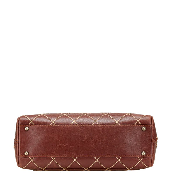 シャネル ワイルドステッチ ハンドバッグ A18121 ワインレッド ボルドー カーフレザー レディース CHANEL 【中古】