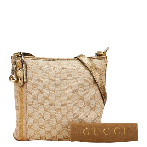 グッチ GGキャンバス シェリー 斜め掛け ショルダーバッグ 144388 ベージュ マルチカラー キャンバス レザー レディース GUCCI 【中古】
